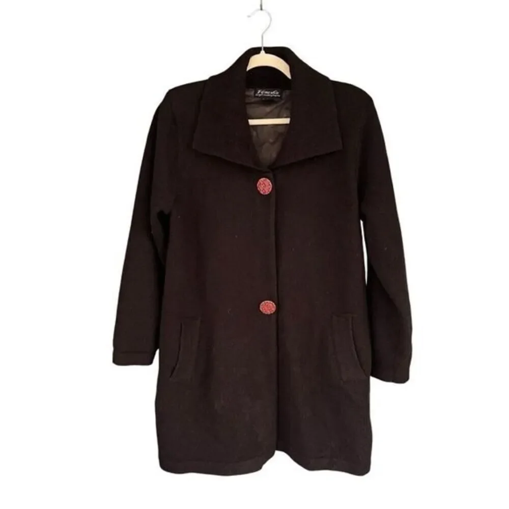 B5 Vintage Venesha Black Angora Peacoat Medium